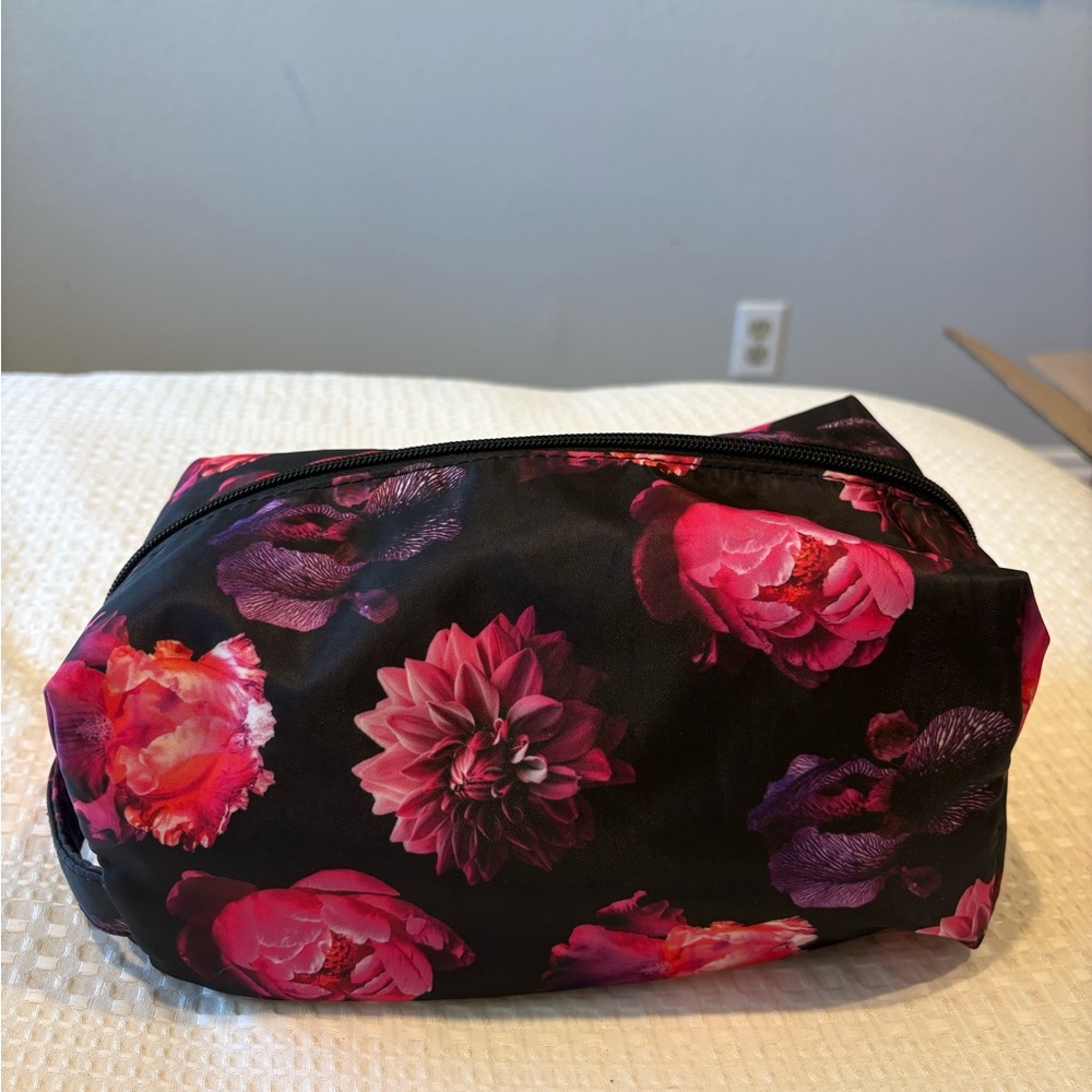Floral Black Cosmetic Bag